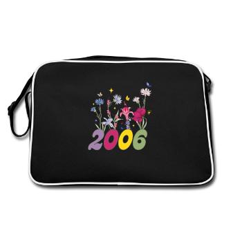 Year of birth 2006 wildflowers - Retro Bag - black/white - Back