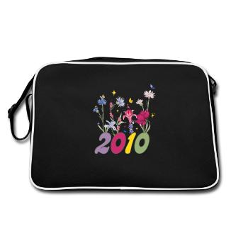 Year of birth 2010 wildflowers - Retro Bag - black/white - Back