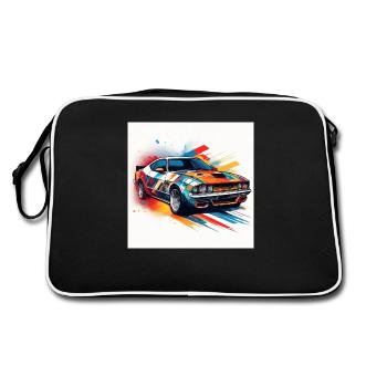 Vibrant Muscle Car Illustration - Retro Bag - black/white - Back