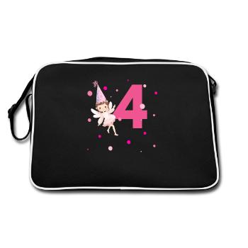 4e anniversaire fée rose - Sac Retro - noir/blanc - Dos
