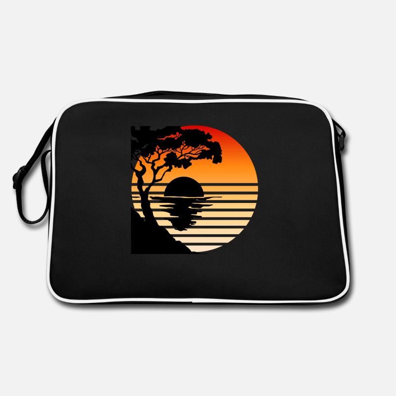 Minimalist Sunset Silhouette – Tranquil Nature Art Retro Bag