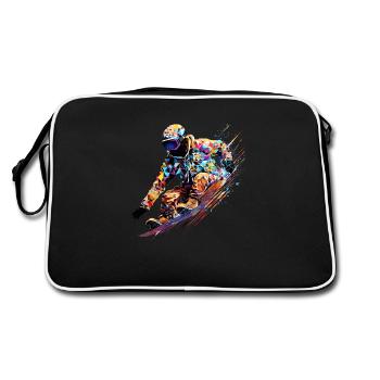 Snowboard Sport Game Champion Competition Abstract - Retro Bag - black/white - Back