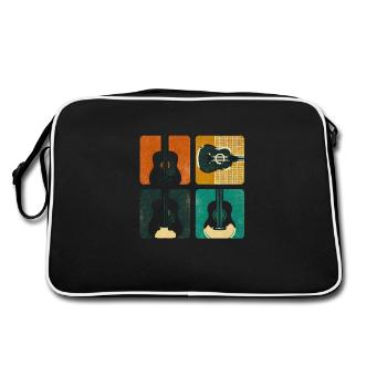 Vintage Guitar Pick Guitarist Gift - Retro Bag - black/white - Back