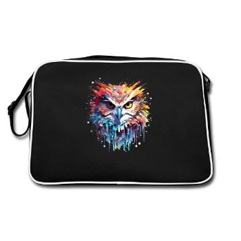 hibou oiseau animal nature liberté faune abstrait - Sac Retro - noir/blanc - Dos