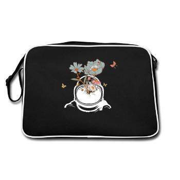 Astronaute avec des fleurs rétro - idée cadeau - Sac Retro - noir/blanc - Dos