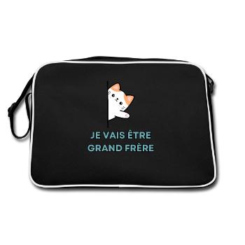 Ich werde großer Bruder sein - Bald großer Bruder - Retro Tasche - Schwarz/Weiß - Hinten