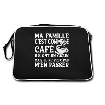 Meine Familie ist wie Kaffee - Retro Tasche - Schwarz/Weiß - Hinten