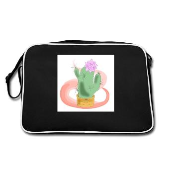 Pot de cactus avec fleur rose - Sac Retro - noir/blanc - Dos