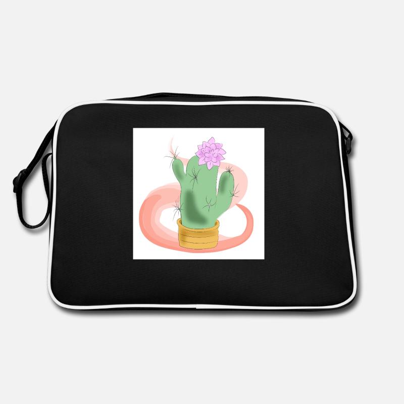 Kaktustopf mit rosa Blüte Retro Tasche