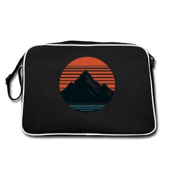 Mountains, nature, sunset - Retro Bag - black/white - Back