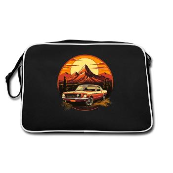 Vintage US-Car Musclecar Retro - Retro Tasche - Schwarz/Weiß - Hinten
