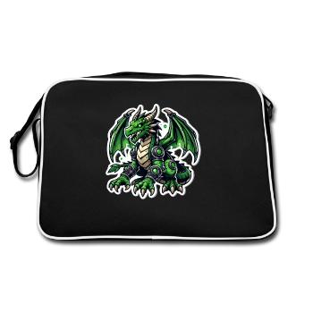 Dragon vert cybernétique - Sac Retro - noir/blanc - Dos