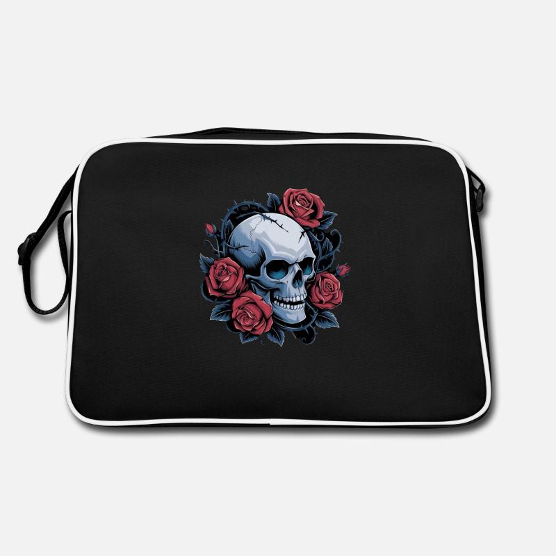 Crâne avec des fleurs de roses Sac Retro