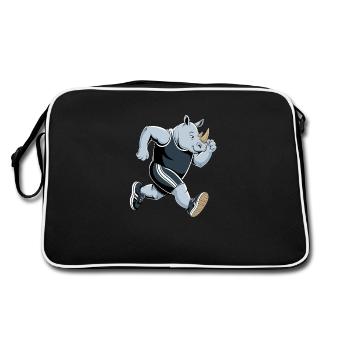 Energiegeladener Nashorn-Athlet - Retro Tasche - Schwarz/Weiß - Hinten