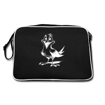 Mignon flottant homme drôle mouettes oiseau - Sac Retro - noir/blanc - Dos