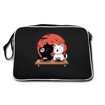 Sushi Cats - Mignon design de chat japonais - Sac Retro - noir/blanc - Dos