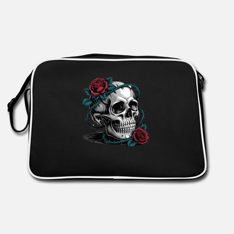 Crâne avec des fleurs de roses Sac Retro