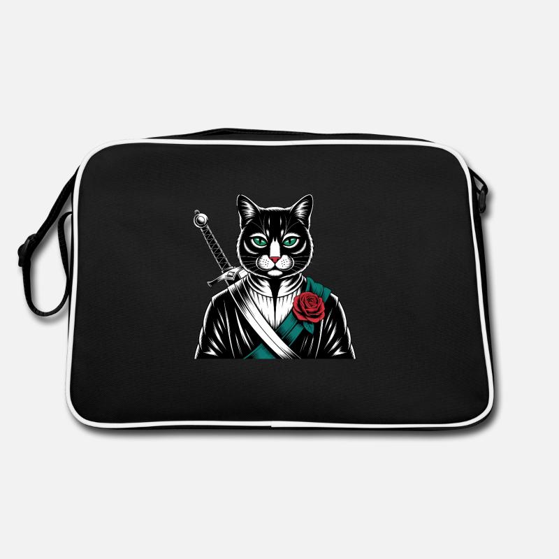 Die Samurai-Katze, die Bushido-Katze Retro Tasche