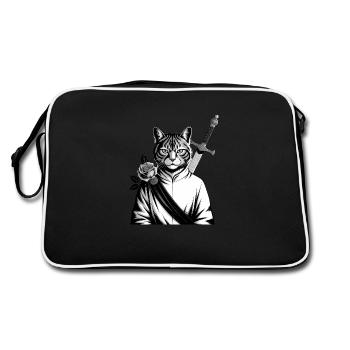 Le chat samourai, le chat Bushido - Sac Retro - noir/blanc - Dos