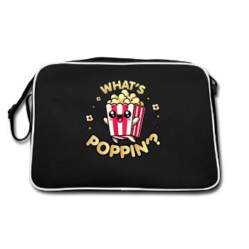 Kawaii Chibi Popcorn – What's Poppin' Funny Food - Retro Bag - black/white - Back