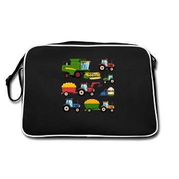 Traktor Traktor Landwirtschaftliche Maschinen Bauernhof - Retro Tasche - Schwarz/Weiß - Hinten