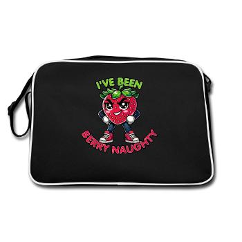 Berry Naughty Strawberry Funny & Sassy Pun Design - Retro Bag - black/white - Back