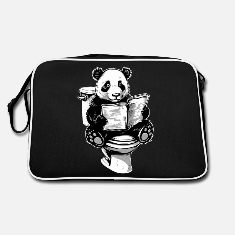 Panda sur les toilettes II Sac Retro