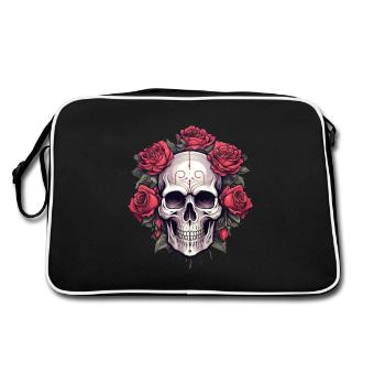 Gothic Skull and Roses Graphic Art - Retro Bag - black/white - Back
