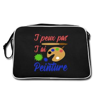 Peinture shirt je peux pas j´ai peinture artiste - Sac Retro - noir/blanc - Dos