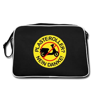 Plasteroller? Nein Danke! (3-farbig) - Retro Tasche - Schwarz/Weiß - Hinten
