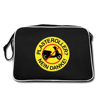 Plasteroller? Nein Danke! (3-farbig) - Retro Tasche - Schwarz/Weiß - Hinten
