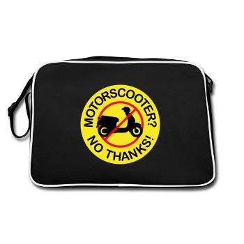 Motor Scooter? No Thanks! (3-farbig) - Retro Tasche - Schwarz/Weiß - Hinten