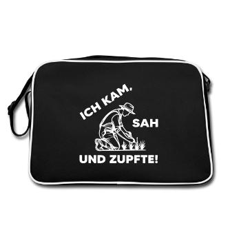Gärtner Pflanzen Garten Gartenarbeit Gartenbau - Retro Tasche - Schwarz/Weiß - Hinten
