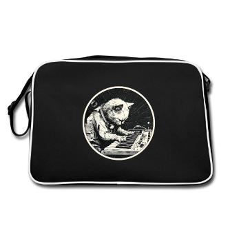 Space Synth Cat - Retro Bag - black/white - Back
