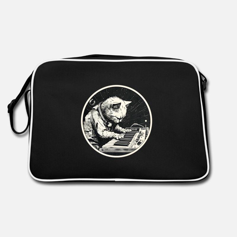 Space Synth Cat - Retro Bag - black/white