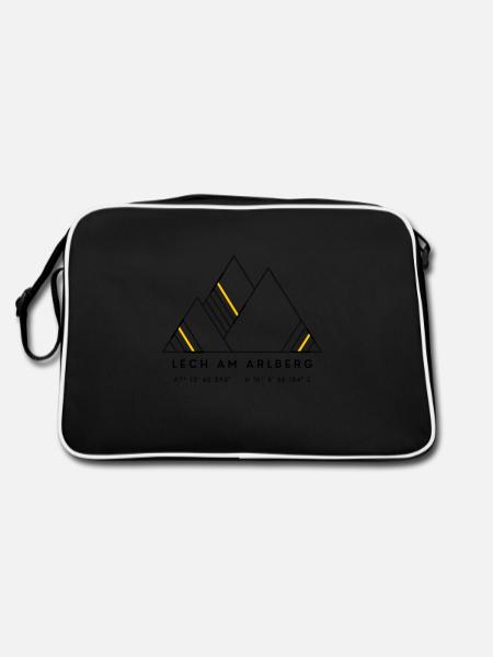 Minimalistisches Lech am Arlberg-Logo - Retro Tasche - Schwarz/Weiß - Hinten