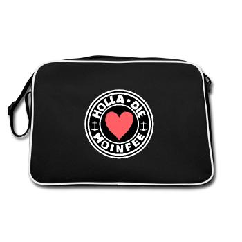 MoinFee mit Holla | deutsche Begrüßung im Norden - Retro Tasche - Schwarz/Weiß - Hinten