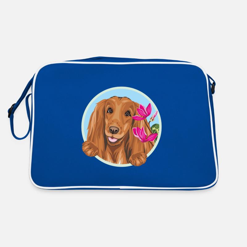 Chien Cocker Spaniel heureux aux fleurs roses Sac Retro