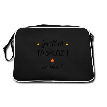 Bretagne - Gwellañ tad-kozh er Bett! - Retro Tasche - Schwarz/Weiß - Hinten