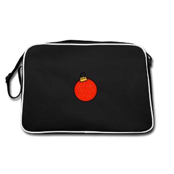 Rote Weihnachtskugel mit Glitzer - Retro Tasche - Schwarz/Weiß - Hinten
