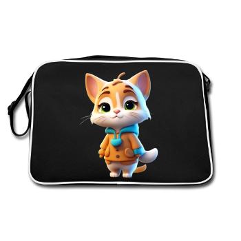 Cute Autumn Cat - Retro Bag - black/white - Back
