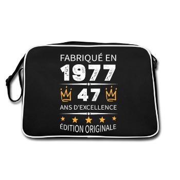 Fabriqué En 1977 Né En 1977 47 Ans Anniversaire - Sac Retro - noir/blanc - Dos