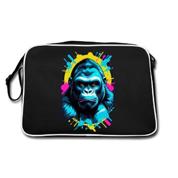 Gorilla with Gold Chain - Retro Bag - black/white - Back
