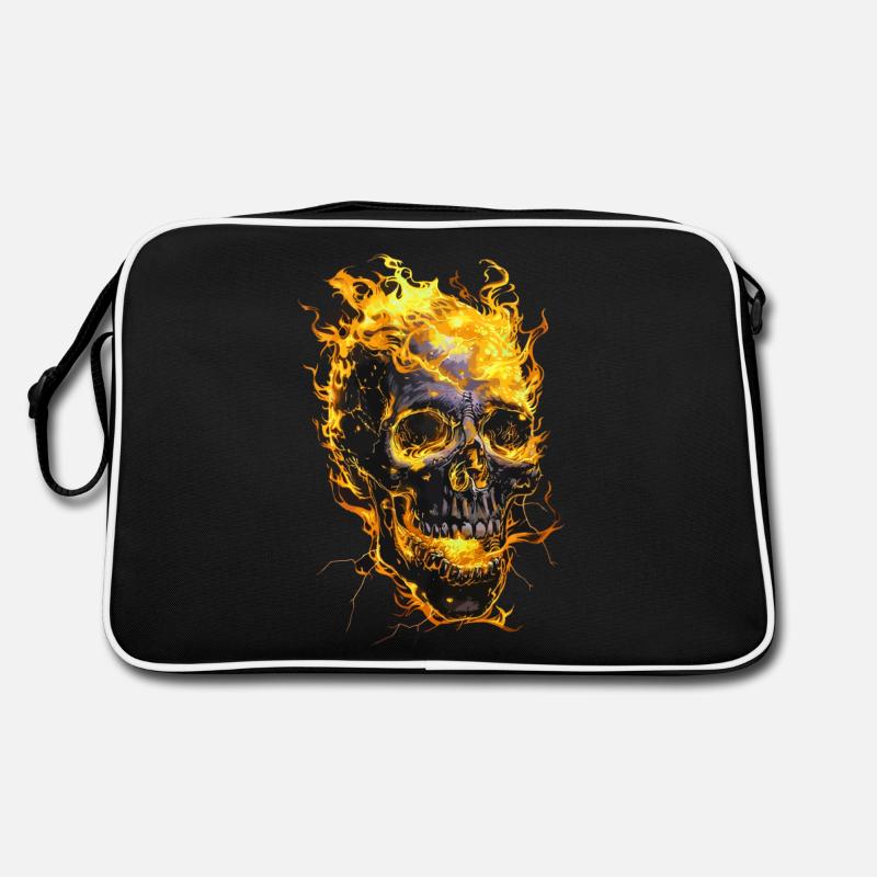 Skull Flames Skull Fire Skeleton Biker Sac Retro