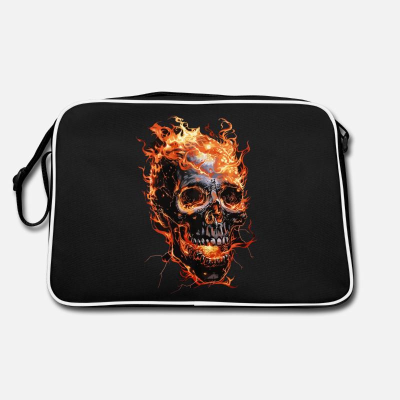 Skull Flames Skull Fire Skeleton Biker Sac Retro