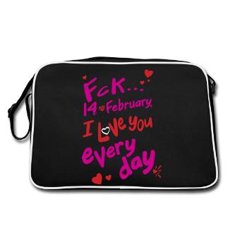 Fck 14 February, I love you every day (for dark) - Retro Bag - black/white - Back