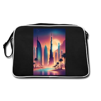 Colorful eastern cityscape - Retro Bag - black/white - Back
