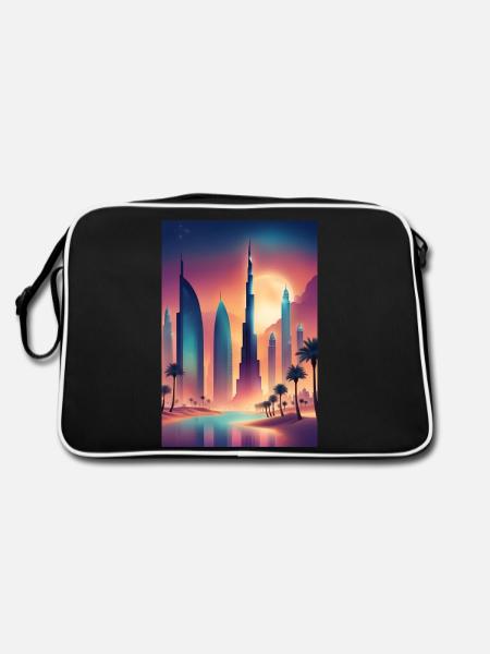 Colorful eastern cityscape - Retro Bag - black/white - Back