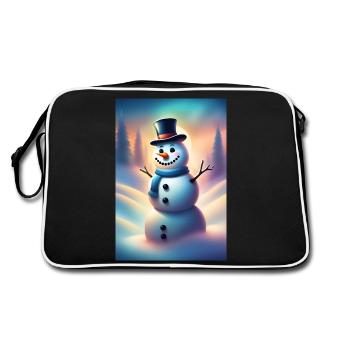 Bonhomme de neige hivernal heureux - Sac Retro - noir/blanc - Dos
