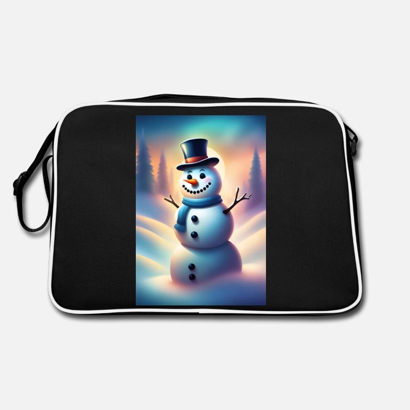Happy wintery snowman Retro Bag